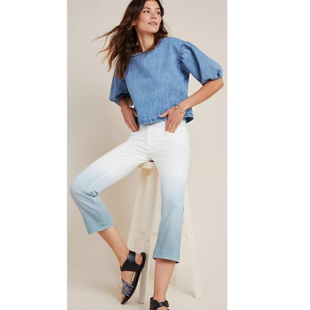 NWT 27 ANTHROPOLOGIE ULTRA HIGH RISE DIP DYE JEANS